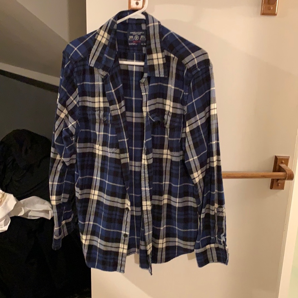 American Eagle athletic  fit flannel XL blue